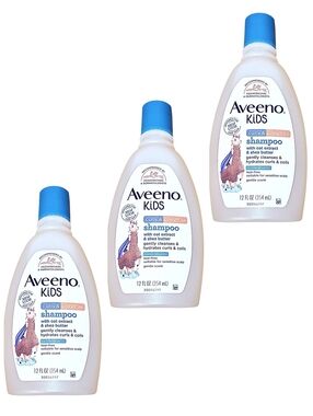 Three Aveeno Kids Tear Free Hypoallergenic Curly and Coily Hair Shampoo 12oz NEW